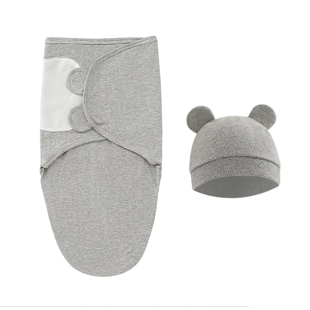 Saco de dormir para bebé recién nacido de 0 a 3 meses, conjunto de gorro, manta ajustable, algodón suave, transpirable, fino, Verano