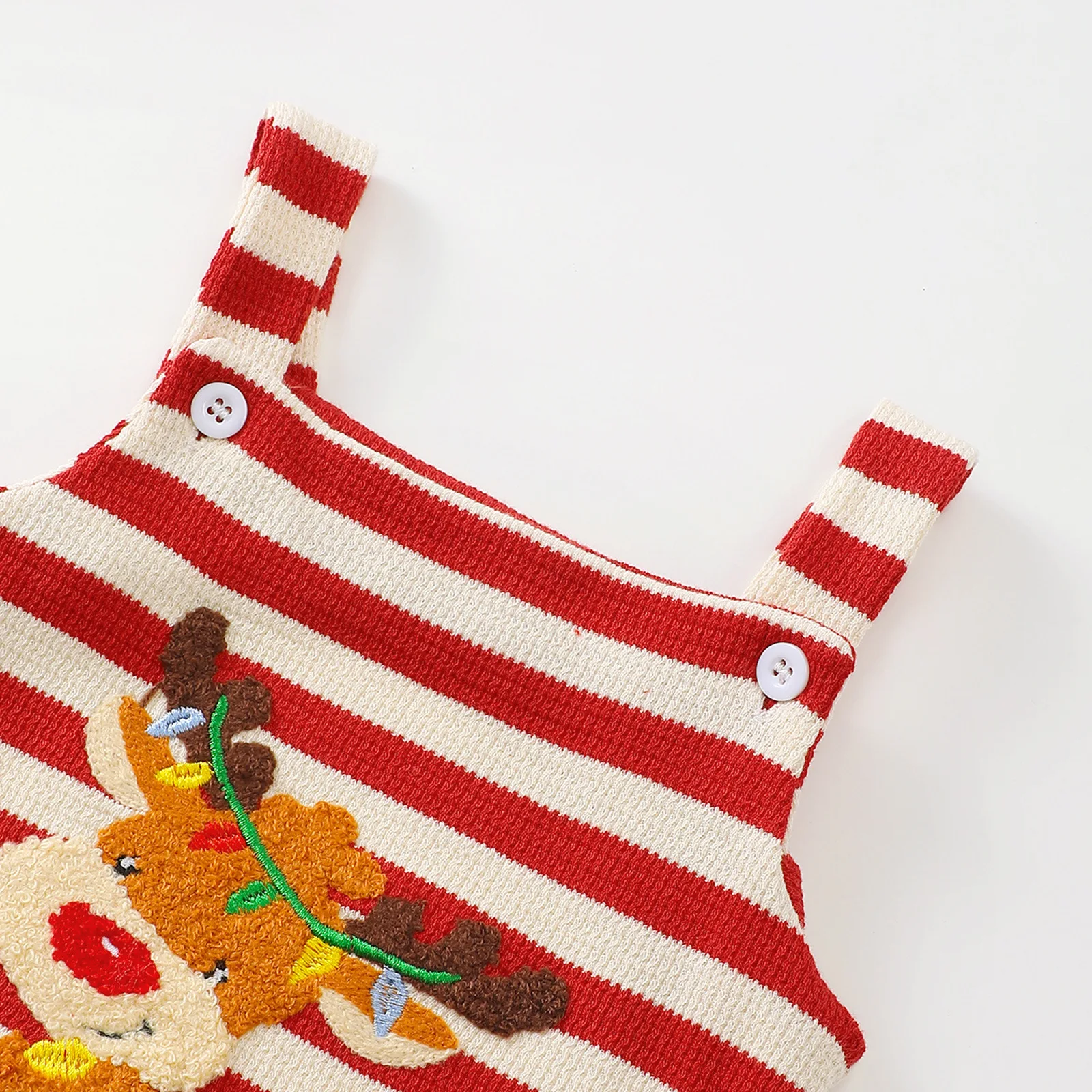 Weihnachten besticktes Muster Baby Strampler mit Trägern Urlaub Baby Body Säuglingskleidung Festliches Baby Outfit – Detail 8