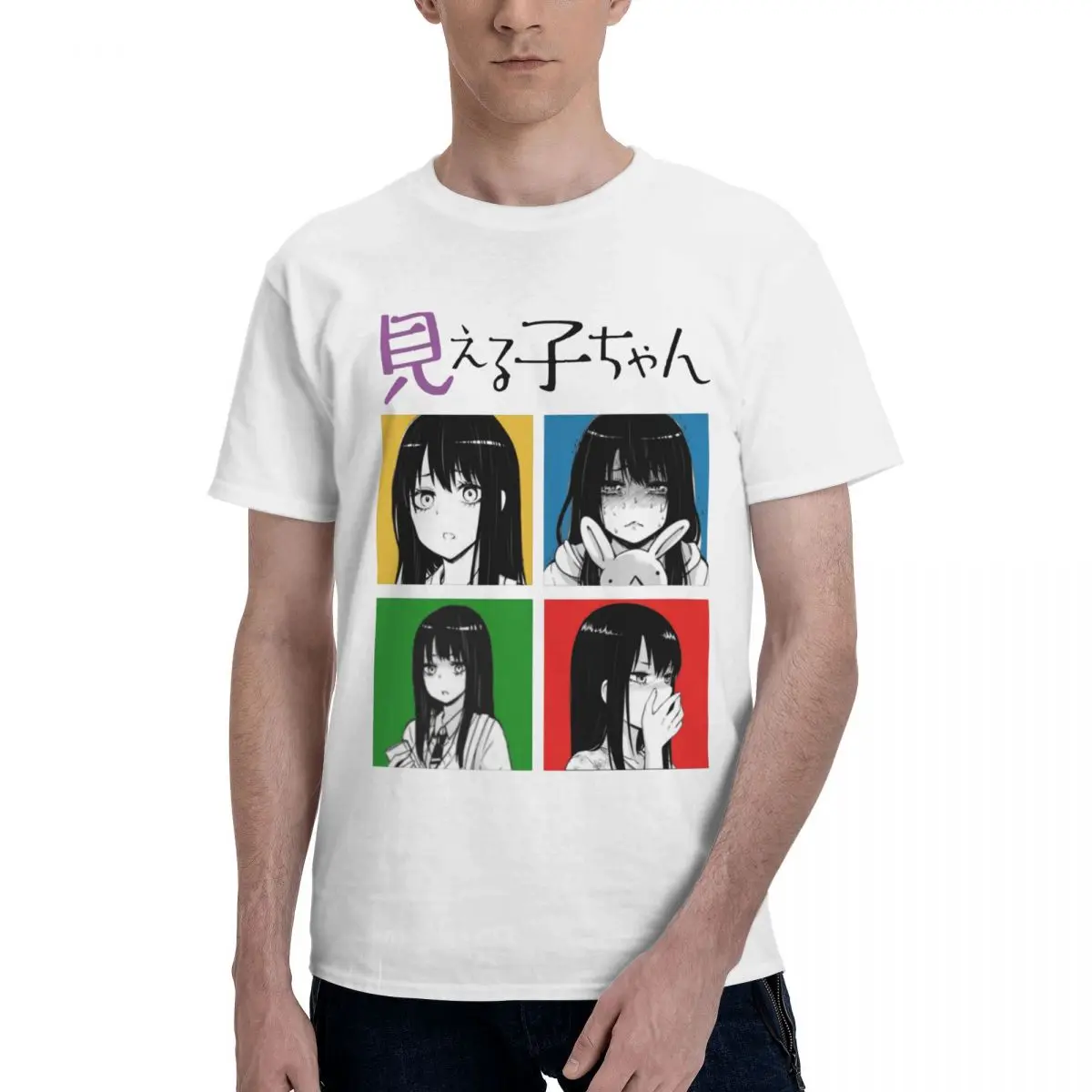 Men Retro Anime Mieruko Chan T Shirt Streetwear Big Size O-neck Cotton Custom Sleeve T Shirts For Men