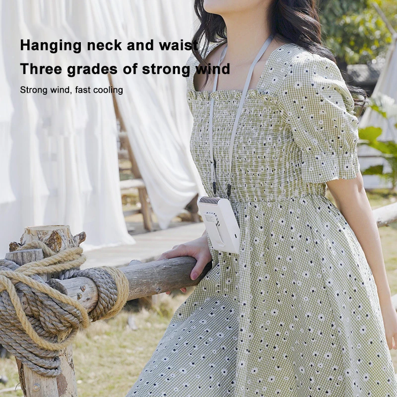 Ventilador de cintura USB pequeno portátil, ao ar livre, escalada, acampamento, pescoço, preguiçoso, 1200mAh, 1-10pcs