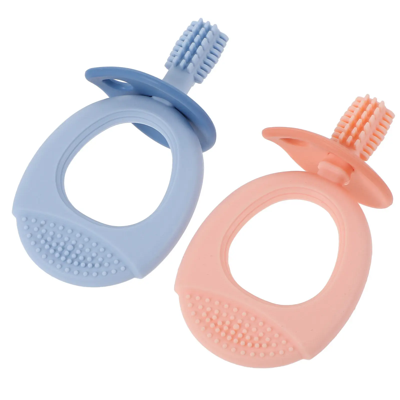 

2 pcs Baby Toothbrush Silicone Bristles Infant Oral Care Portable Toddler Chew Teether Molar Cleaning Kids Newborn Gift