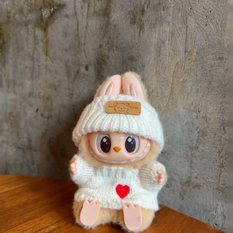 

For 17cm labubu doll outfit clothes bear label hat love sweater set Cute Decoration Little Clothes