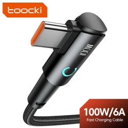 Toocki 100W USB Type C Cable 90 Degree Elbow 60/100W Type C To USB C Fast Charging Cable For Huawei Xiaomi Samsung USB C Cable