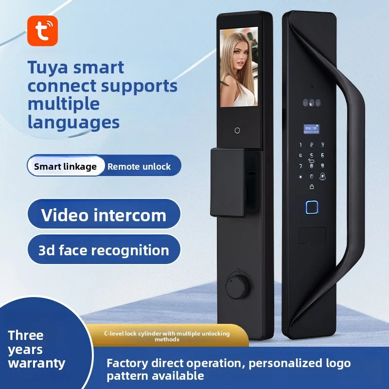 

18 Languages Foreign Trade Smart Lock Fingerprint Lock Graffiti Visual Intercom 3D Facial Recognition Automatic Electronic Lock