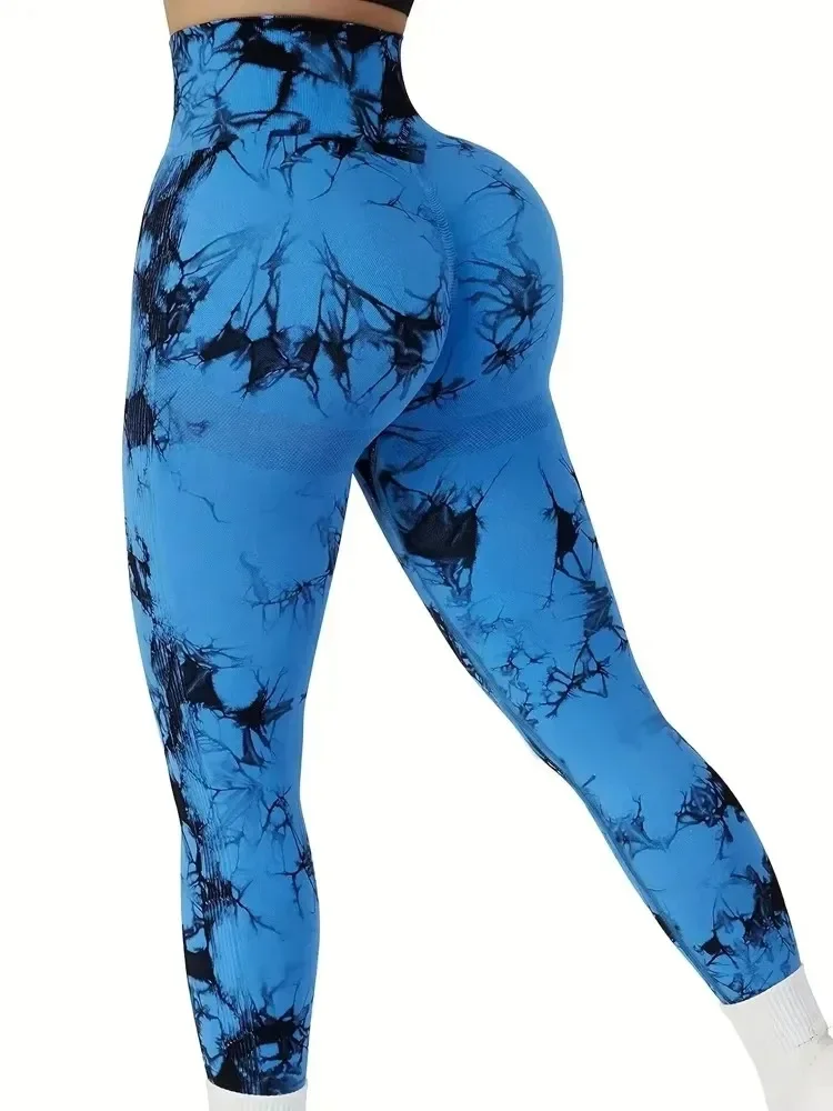 

Sexy Women Yoga Sports Gym Pants Leggings High Waist Push Up Tie-dye Seamless Fitness Workout Sports Tights Running Pants