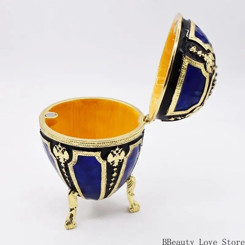 

Decorative Small Blue Enamel Egg Jewellery Trinket Box ~ Birthday Gift