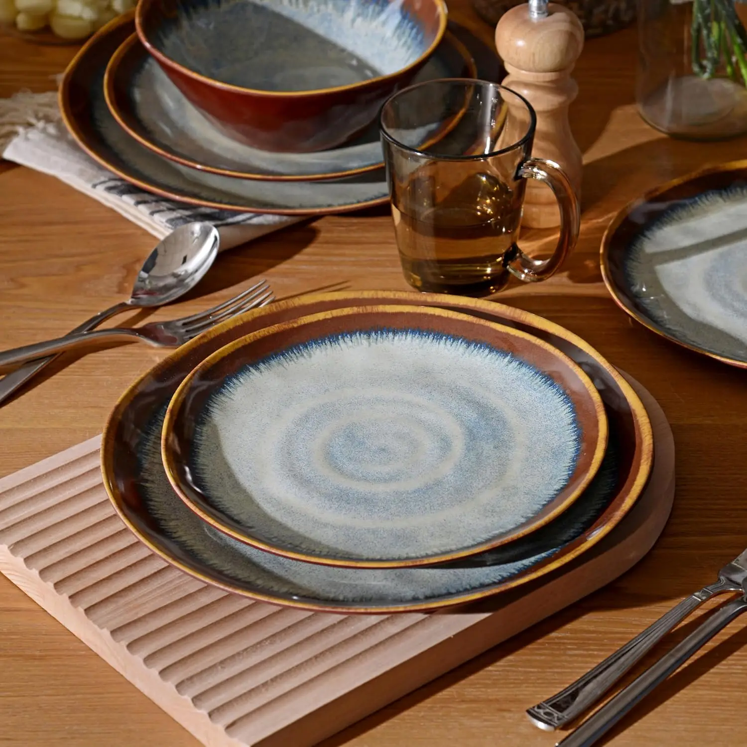 

Melamine Dinnerware Sets 12 Pcs, Plates and Bowls Sets, Melamine Plates, Outdoor Dishes Sets, Unbreakable Dinnerware