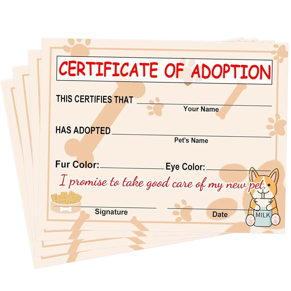 

Dog Adoption Certificates Dog Pet Adoption Card 20Pcs Animal Themed Certificates Dog Party Favors and Supplies 11x 8.5inch