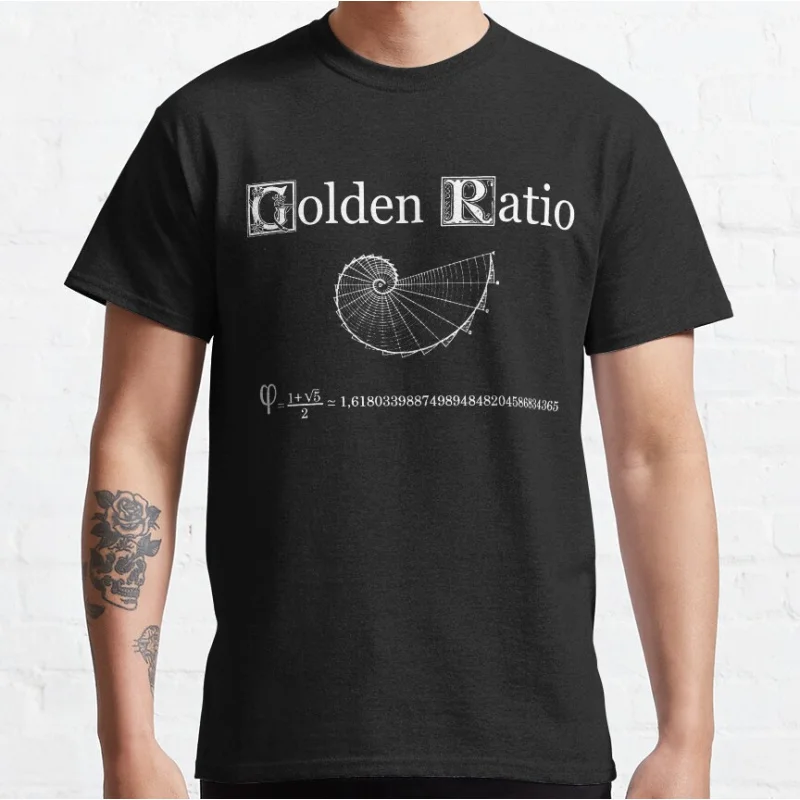 

Golden Ratio Nautilus Fibonacci Sacred Geometry spiritual symbol Graphic T Shirts for men large size Adult tops S-6XL