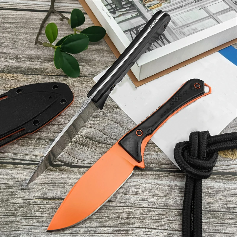 High Quality BM 15201OR Altitude Fixed Blade Knife CPM-S90V Orange DLC Drop Point Santoprene Handles Outdoor Military Knives