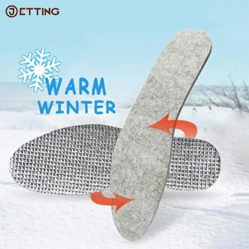 Felt Aluminum Foil Insoles For Winter Warm Comfortable Deodorant Insert For Men Women Sole Summer Cool Waterproof Wool Shoe Pads