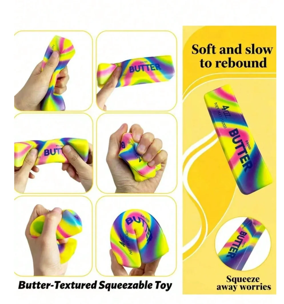 1/2/3 Stück Regenbogen-Butterstab Squishy Spielzeug, langsam aufsteigendes künstliches Lebensmittel-Sensorik-Quetschspielzeug, Angstlinderungsgeschenk für alle Altersgruppen – Detail 7