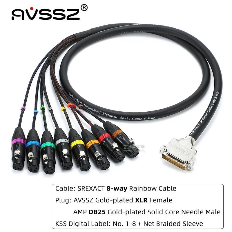 DB25 to 8 XLR Snake Cable 1.5m Audio Signal Cable