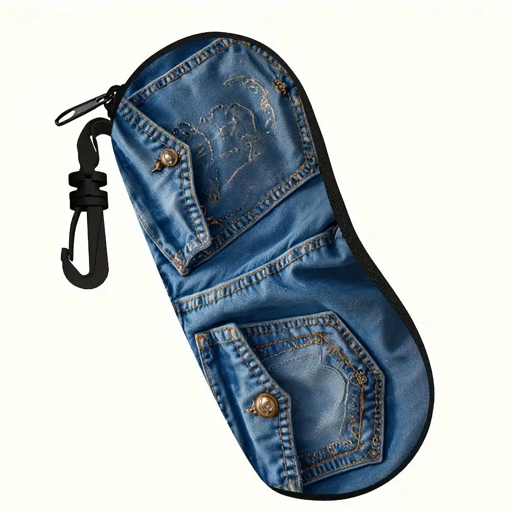 Bolsa de armazenamento de óculos de sol de náilon com chaveiro cor sólida pendurado óculos de sol durável portátil bolsa acessórios de óculos