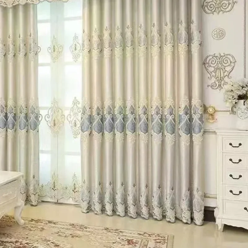 Simple Nordic Imperial Tube Embroidered Window Curtains Simple Curtains for Living Room Luxury