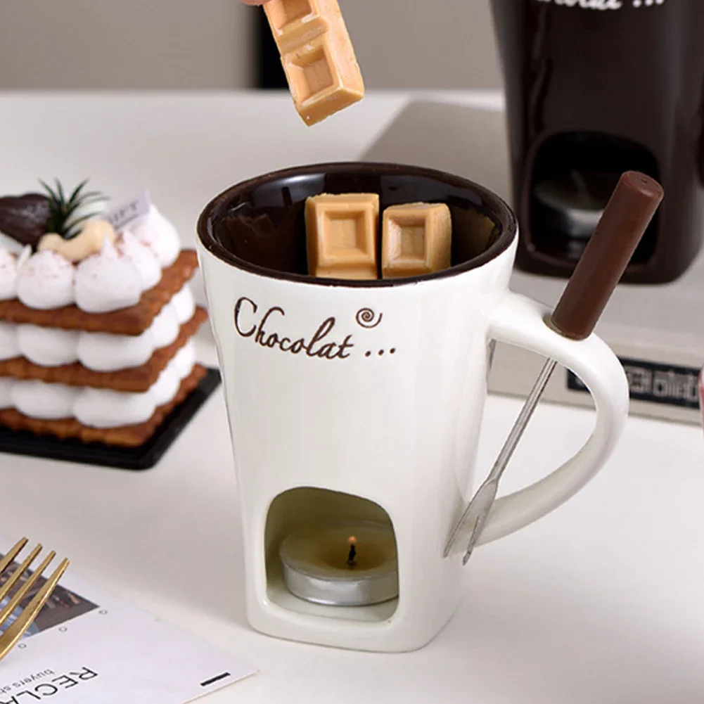 200 ml Schokoladenfondue-Becher, Schmelzbecher, Hot Pot, Keramik, geschmolzene Tassen, Butterwärmer, Heizung, Teelicht, Schmelztopf für Süßigkeiten, Schokolade