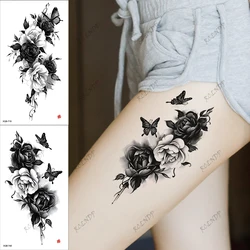 2pcs Waterproof Temporary Tattoo Sticker Flower Butterfly Fake Tatto Flash Tatoo Arm back thighs Tato for Girl Women