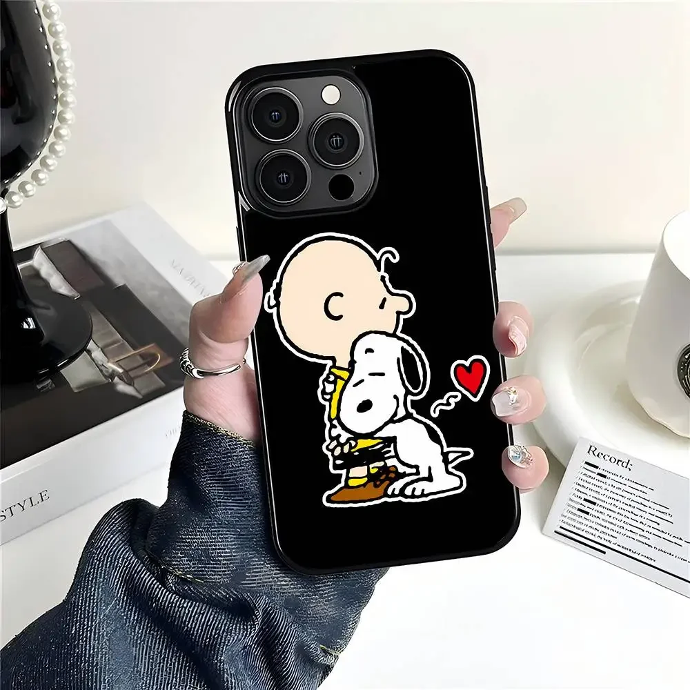 Comics S-Snoopy C-Charlie Brown Phone case for iPhone 17 Air 16 15 Pro Max 14 Plus 13 12 11 Black Hard PC Drop-Proof Back Cover