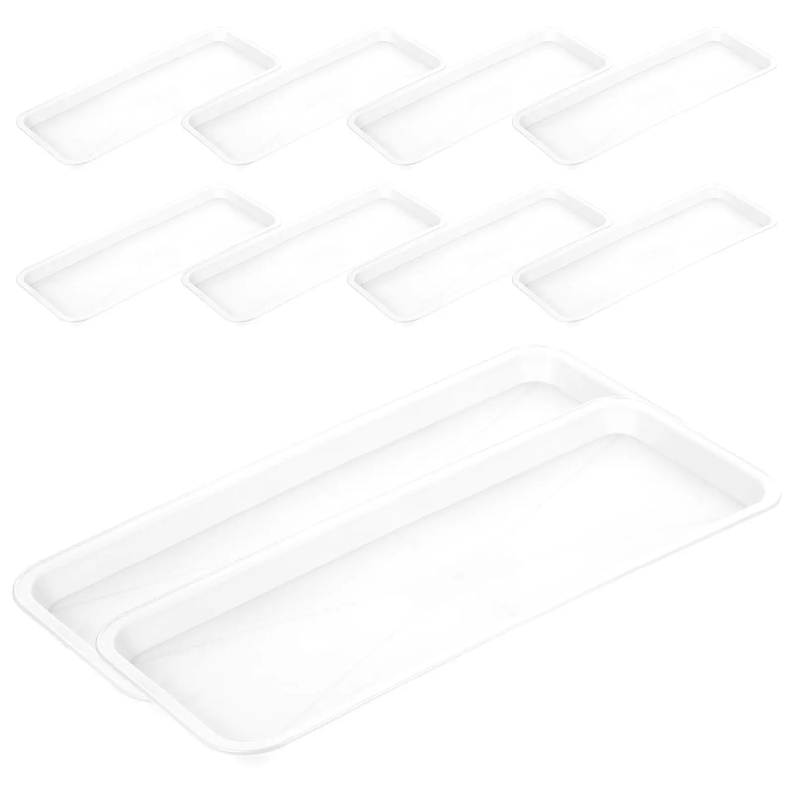 10Pcs Plastic Flower Pot Tray Rectangular Plant Saucer Reusable Drainage Tray for Indoor Outdoor Plans Water Catch
