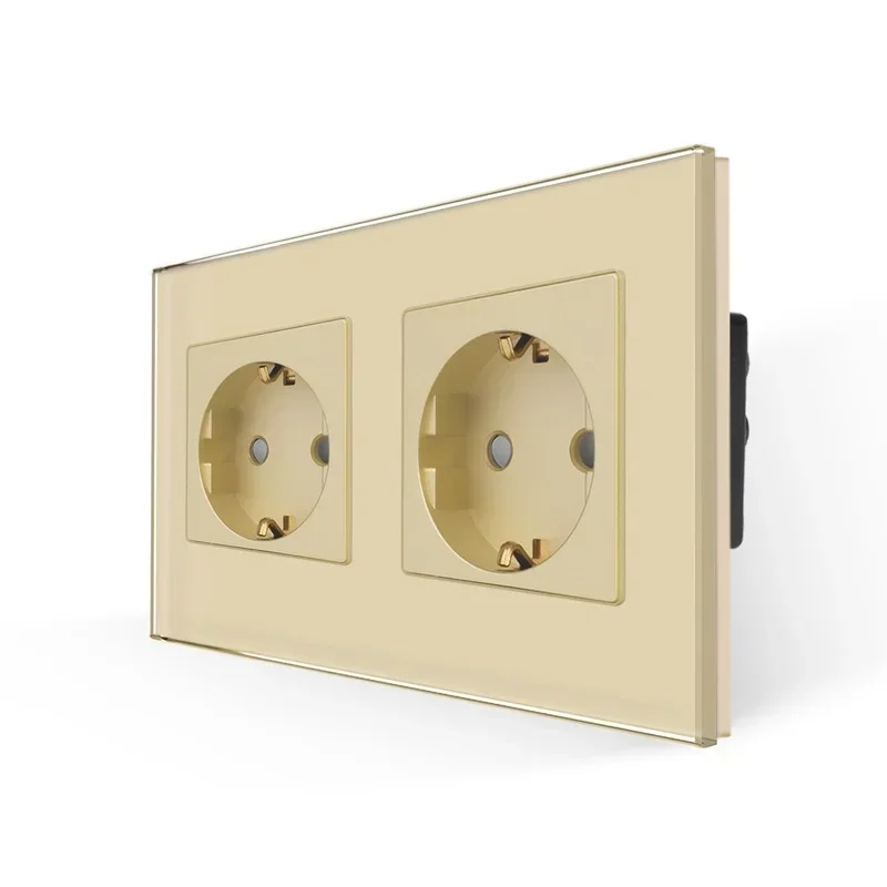 Bingoelec Touch Switch goud en stopcontacten met kristallen glazen paneel Home Improvement
