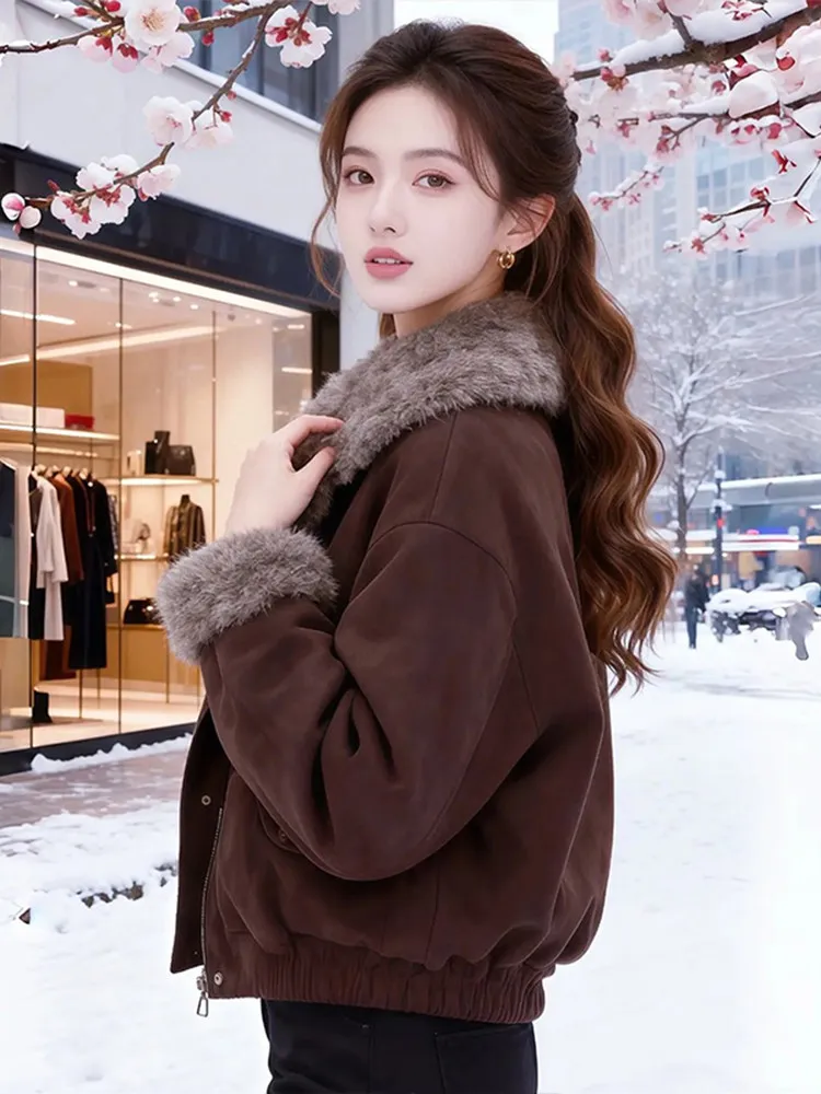 Chaqueta Casual Forrada de Algodón para Mujer, Invierno, a la Moda, Cuello Alto, Ropa de Algodón, Súper Hermosa, Estilo Americano...