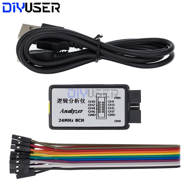 DIYUSER USB Logic Analyzer 24MHz 8 Channel 24M/seconds Logic Analyzer Debugger For ARM FPGA Logic Analyzer Logic 24M 8CH