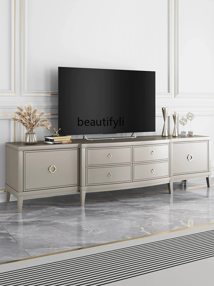 American Light Luxury TV Cabinet Simple Modern Small Apartment Home Living Room Background Wall Film and Television Cabinet