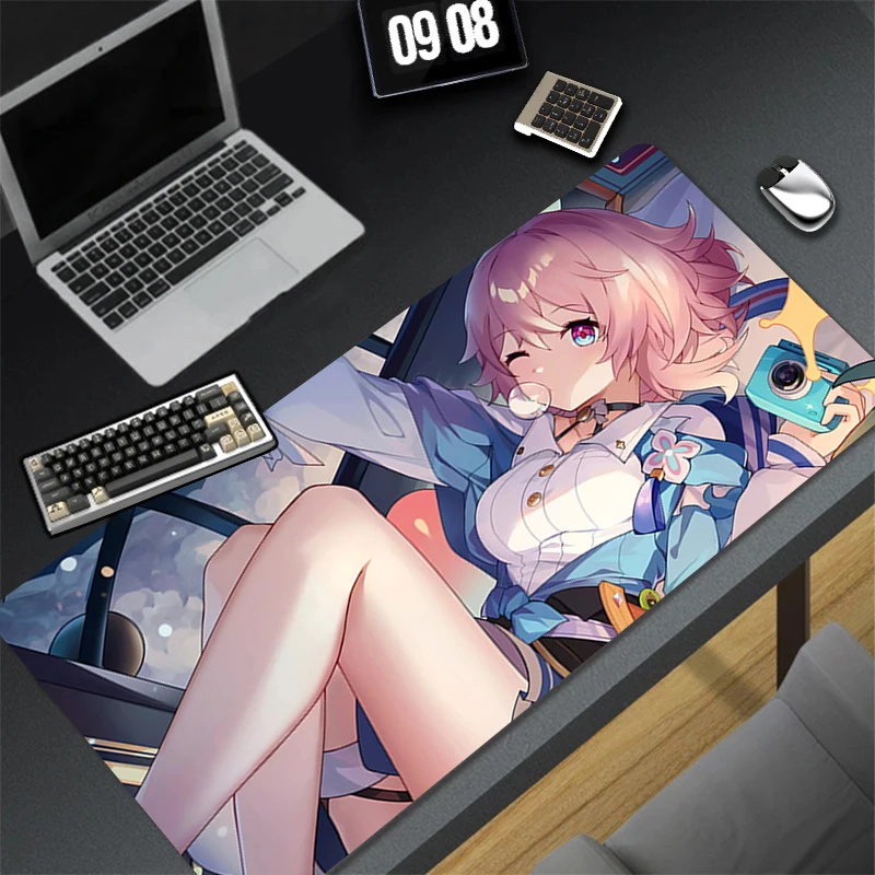 

Mouse Pad Extended Honkai Star Rail March 7th Gaming Mousepad With Stitched Edges Desk Mat Non-Slip Base Computer Keyboard Pad