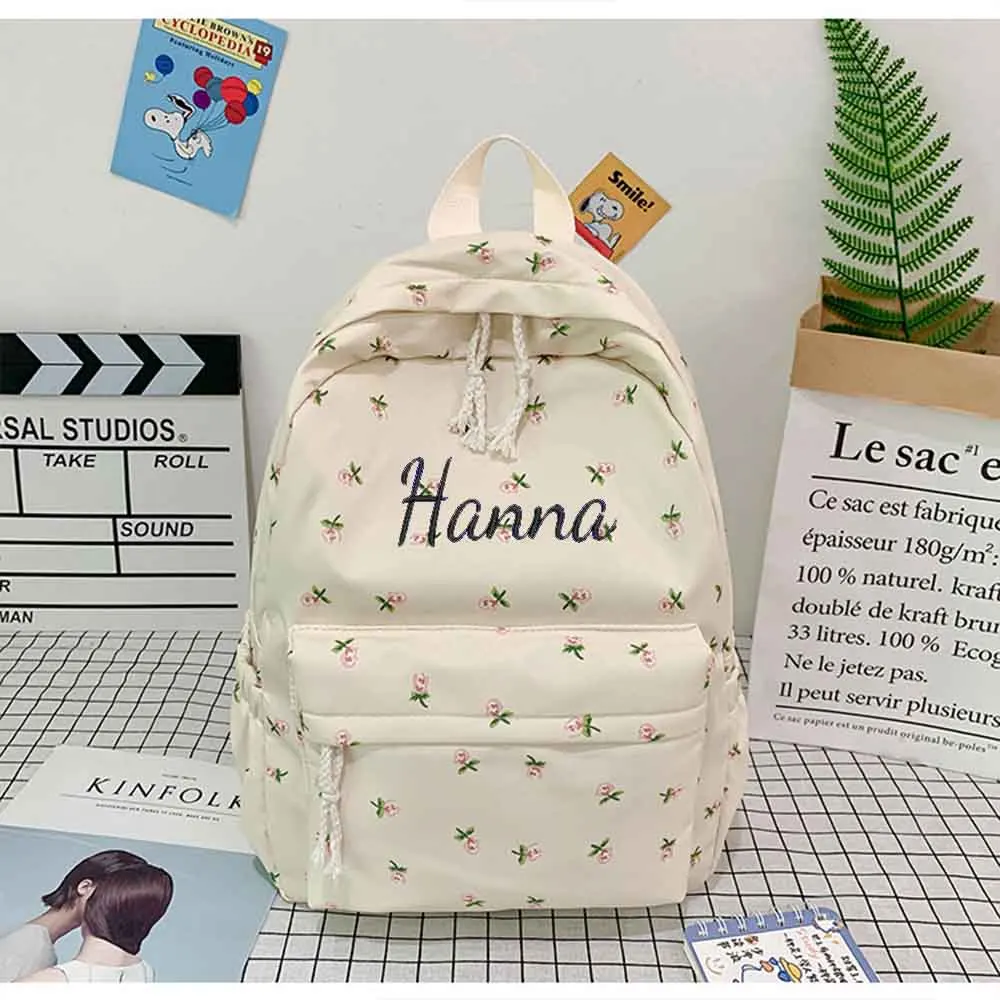 Handmade Customized Unique Flower Bag, Campus Bag, Couple Bag, Back To School Backpack, Holiday Gifts, Kkindergarten Outdoor Bag