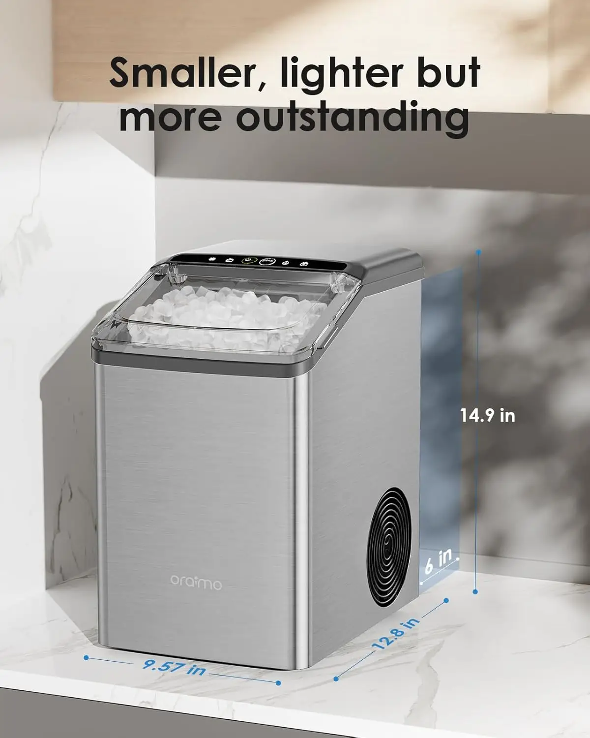 Orraimo Nugget Ice Maker, Countertop Ice Maker, Tooth-Friendly gelo mastigável com auto-limpeza e Auto refil de água, 26 Lbs/dia