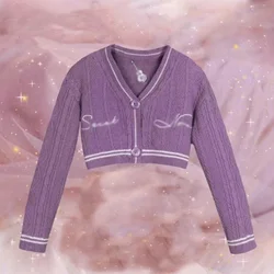 Taylo Swft Purple Short Speak Now Embroidered Star Cardigan Sweater 001