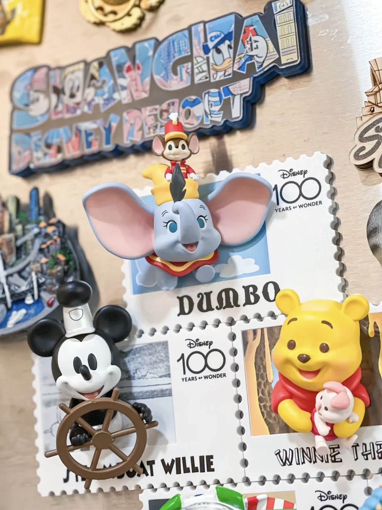 MINISO Disney Retro Stamp Series Blind Box Ornament Stitch Mitch Refrigerator Sticker Gift for Friends on Holidays