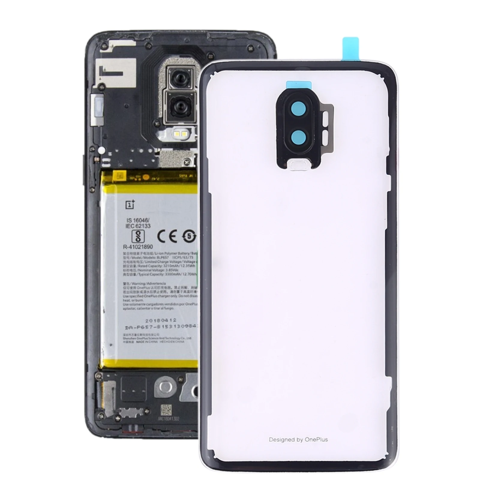 For OnePlus 6T Battery Back Cover with Camera Lens