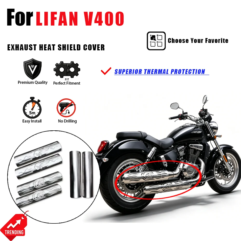 For Lifan V400 Exhaust Pipe Cover Heat Shield Anti-scald Guard Muffler Decor Accesorios Moto Escape Moto Parts