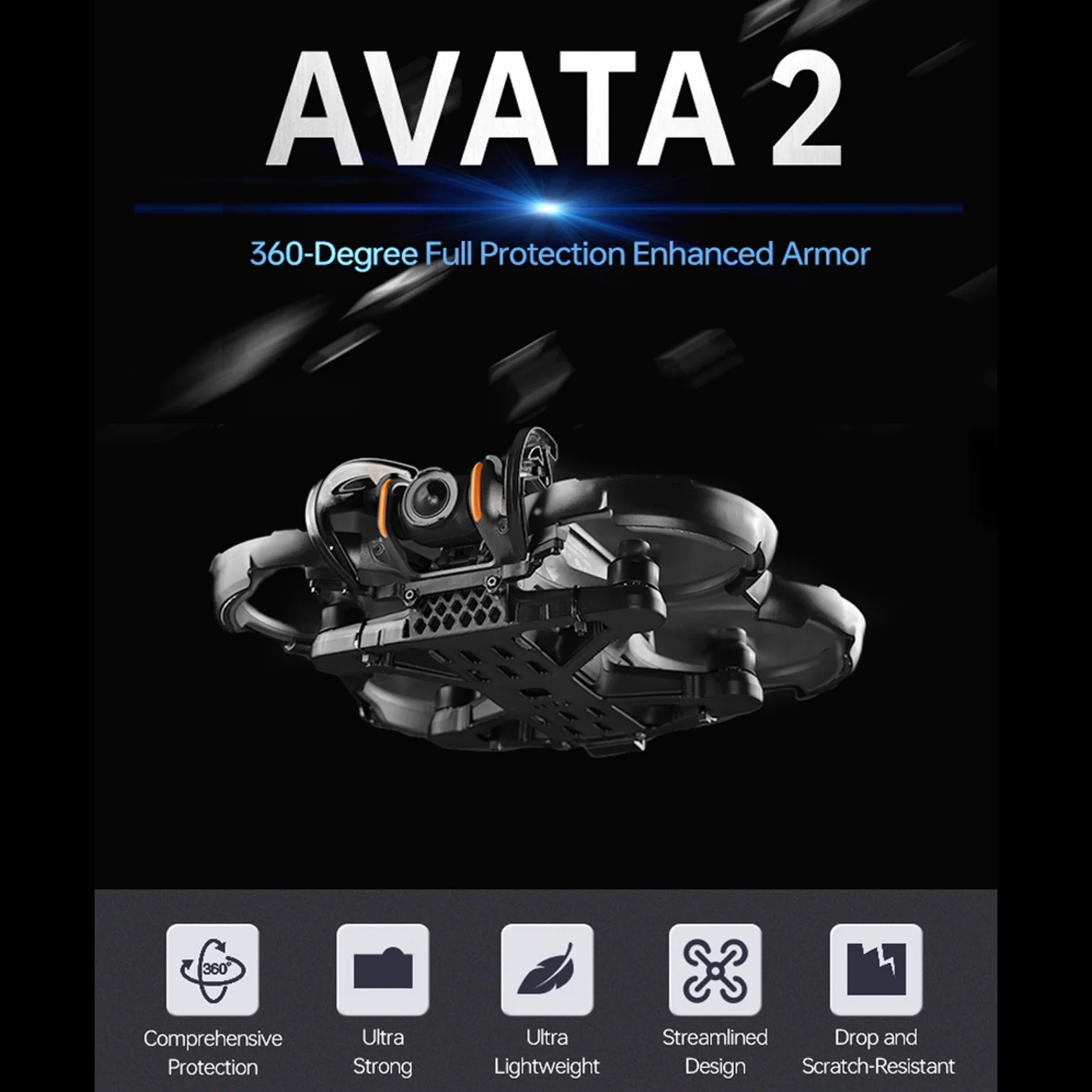 

DJI Avata 2 Full Protection Kit: 360° Anti-Collision Bumper Ring, Gimbal Guard, Chassis & Top Cover. Complete Drone Armor with S
