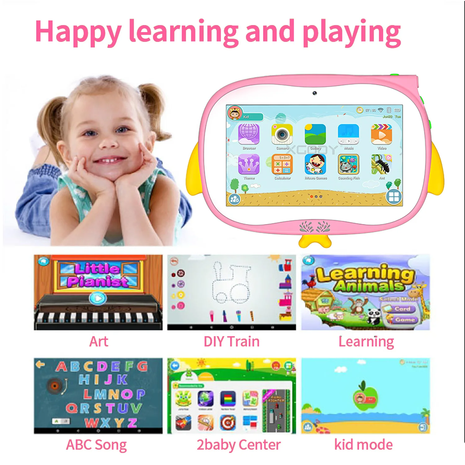 2026 New Cartoon Pattern 7 Inch Kids' Tablets Android Learning Education Tablet PC Kids-Proof Protective Case Tablet 4000mAh