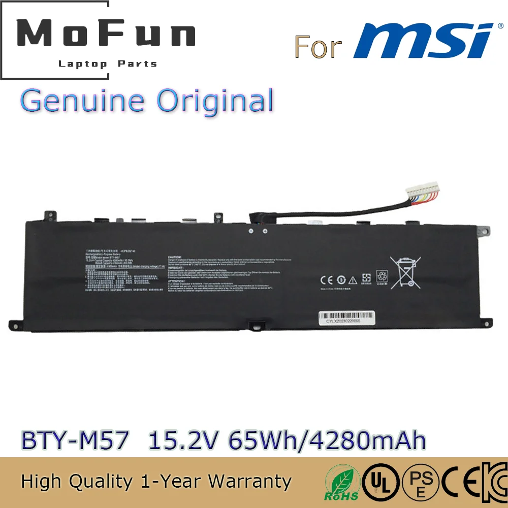 bateria do portatil para msi gp66 gp76 ms17k3 leopard serie 10ug 152v 65wh original novo bty m57 01