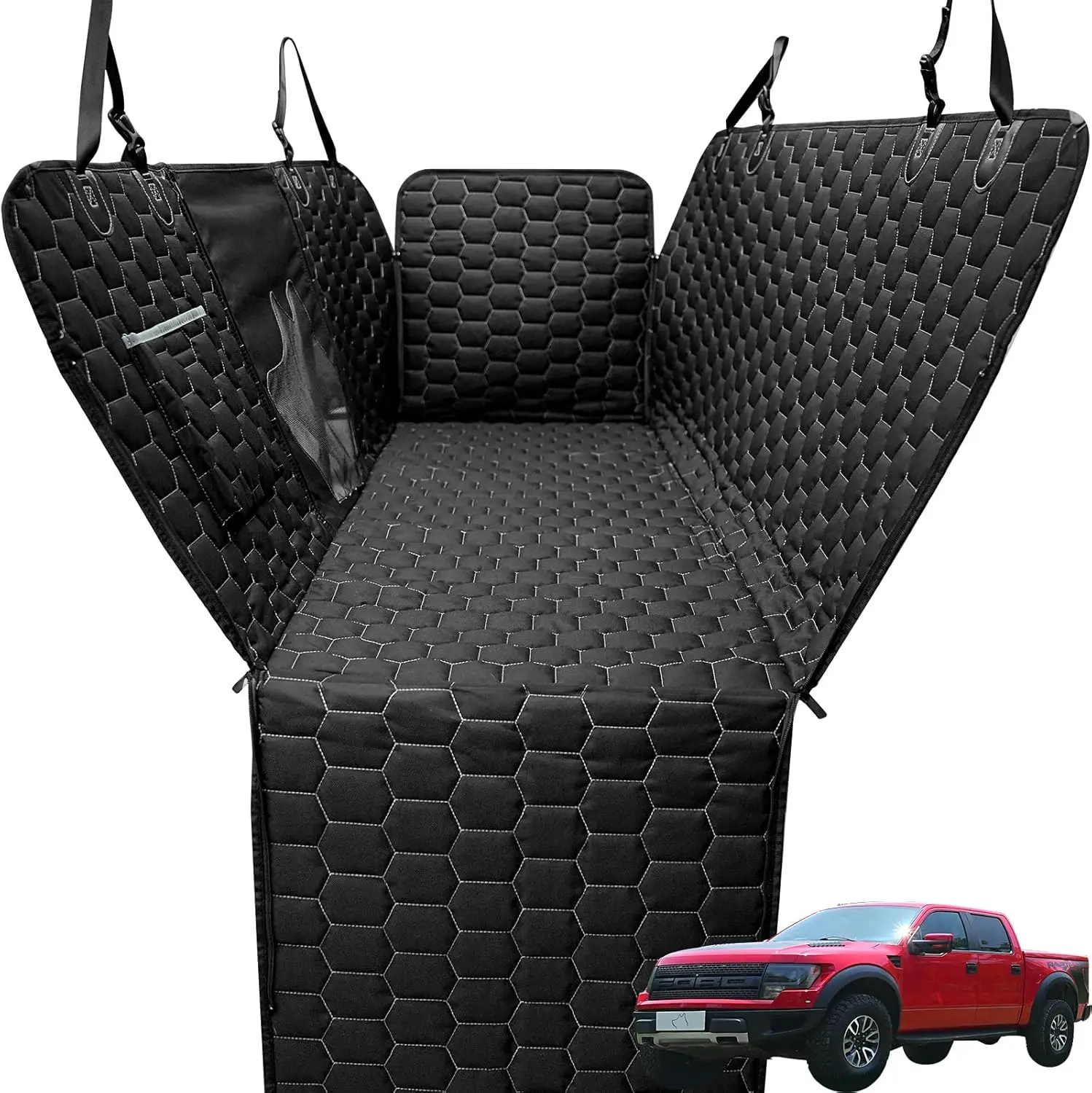 

Waterproof Dog Car Seat Cover for Trucks with Mesh Window, Heavy Duty Back Seat Protector for Pickups