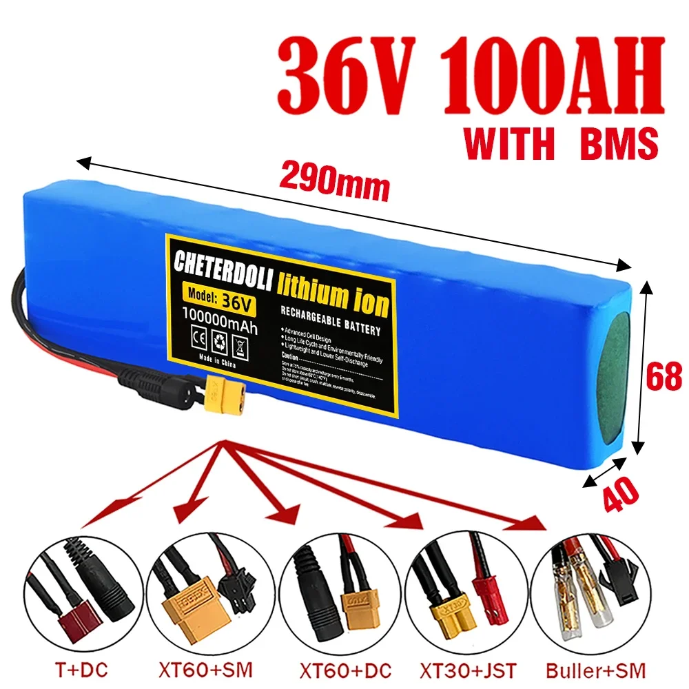 

NEW 36V 100Ah 18650 Rechargeable Lithium Battery Pack 10S3P 1000W Power Modified Bicycle Scooter Electric Vehicle with BMS