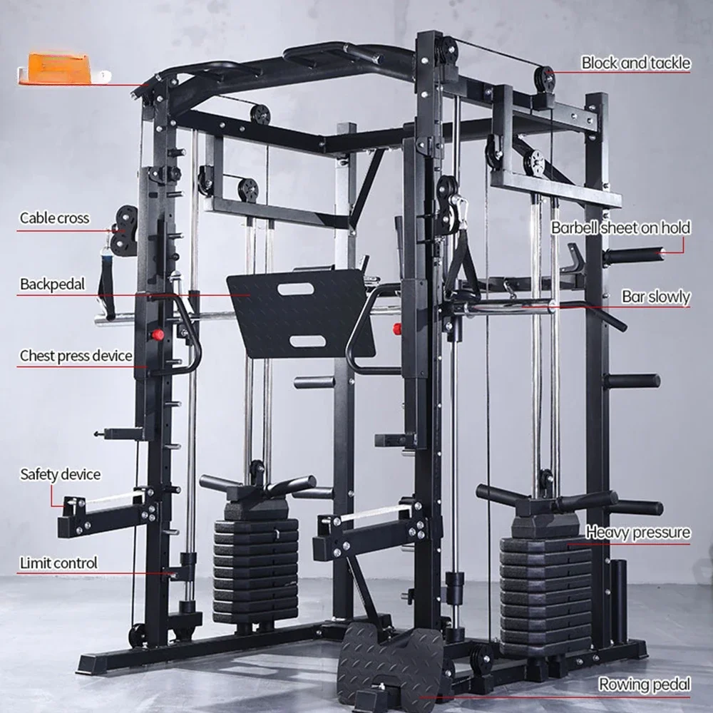 High Quality Home Gym Fitness commercial Equipment Multi Functional Smith Machine With Weight Stack