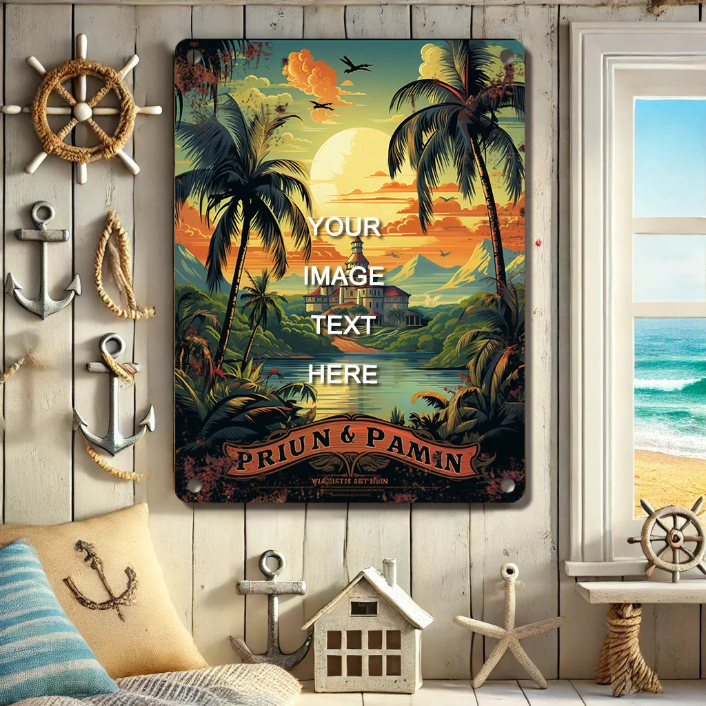 Placa de pared personalizada: personaliza tu espacio con imagen y texto a medida – Letrero de metal de hierro duradero para cocinas, bares