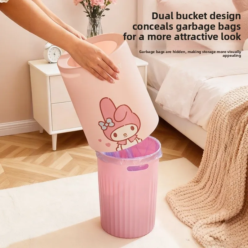 

Большая емкость для мусора для домашнего использования в гостиной, кухне, спальне, ванной комнате, пластиковый контейнер круглой формы с высокой эстетической ценностью