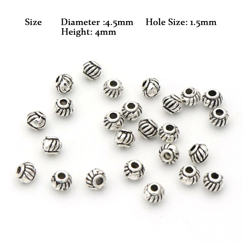 20/50pc Tibetan Silver Color European Metal Lantern Spacer Loose Beads Charm For Jewelry Making Diy Finding Needlework Wholesale