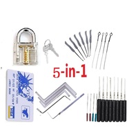 5 in 1 Locksmith Supplies Hand Tools Lock Pick Set Row Tension Wrench Tool Broken Key Auto Extractor Remove Hook Hardware