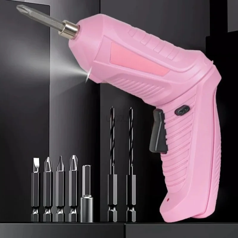 

Pink Electric Drill Screwdriver Battery Rechargeable Cordless Powerful Impact Wireless Screwdriver Drill Electric Screw Driver