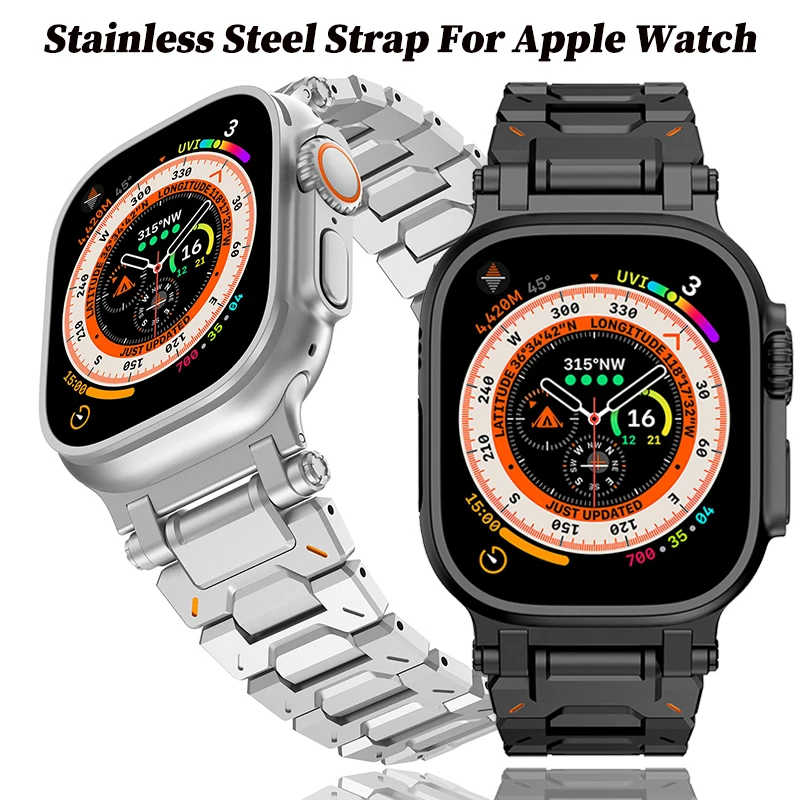 Armband für Apple Watch Ultra 4, 49 mm, 45 mm, 44 mm, luxuriöses Edelstahlarmband für iWatch SE3, 7, 8, 9, 10, 11, 12, 46 mm, 42 mm, Uhrenarmbänder.