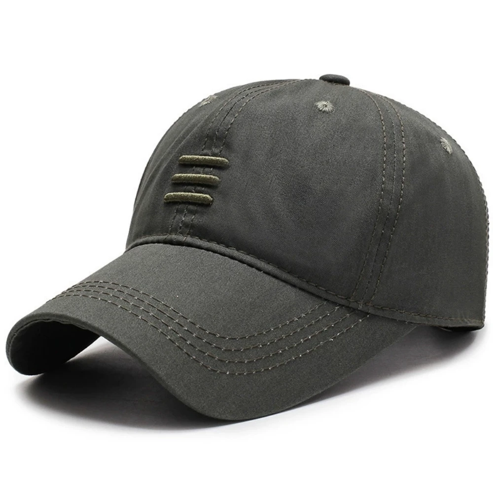 Baseballkappen mit dreifach horizontalen Sticklinien, Frühling und Herbst, verstellbare Freizeithüte für den Außenbereich, Sonnenschutzhut – Detail 5