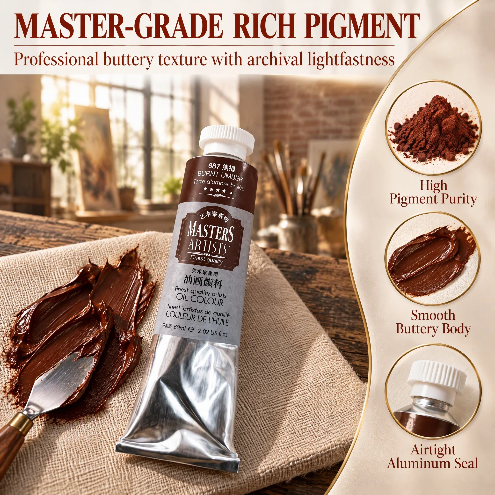 Marie's 60ml Single Stick Oil Painting Pigments Artist-Grade Genuine  Art Creation Premium Color Series Professional Painting