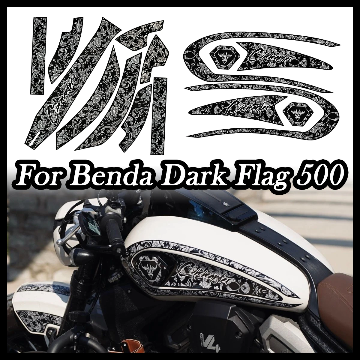 

Наклейки для мотоцикла Benda Dark Flag 500 Darkflag 500 V4 Cruiser Bobber, декоративные виниловые наклейки на топливный бак, комплект аксессуаров