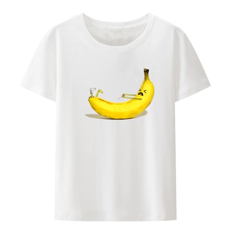 Banana Sock Graphic Print T-shirt Funny Tee Style Casual Clothes Men Clothing Loose Camisa Street Fashion Breathable Short-sleev